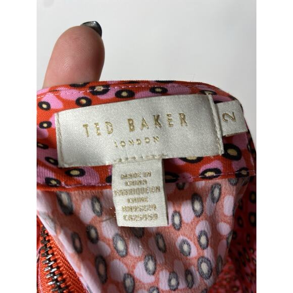 Ted Baker Zandi graphic-print pleated woven midi skirt Women’s 2 US 6 Chic Pink - Picture 5 of 7